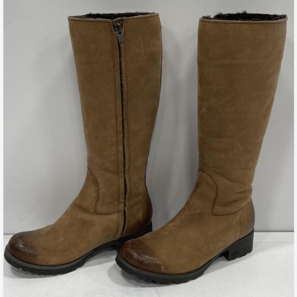 🛑 1 hour sale. UGG, size 6, Broome II 1916 Chestnut Tan Leather, Boots, EUC - Picture 1 of 6